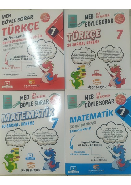 Sinan Kuzucu Yayınları 7. Sınıf Matematik+Türkçe Soru Bankası+Türkçe+Matematikdeneme Set