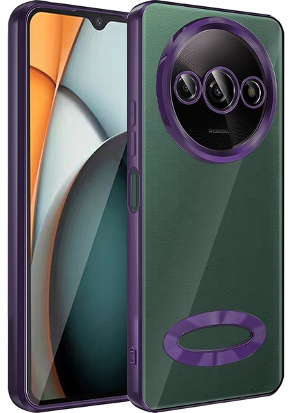 Xiaomi Uyumlu Redmi A3 4g 2024 Kılıf Kamera Korumalı Logo Gösteren Zore Omega Kapak-Derin Mor