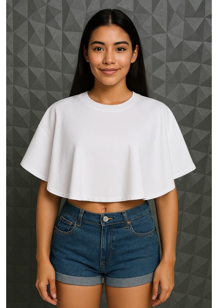 %100 Pamuklu Cropt-Shirt