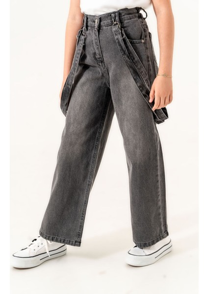 Kız Çocuk Askı Detaylı Kot Pantolon 2167