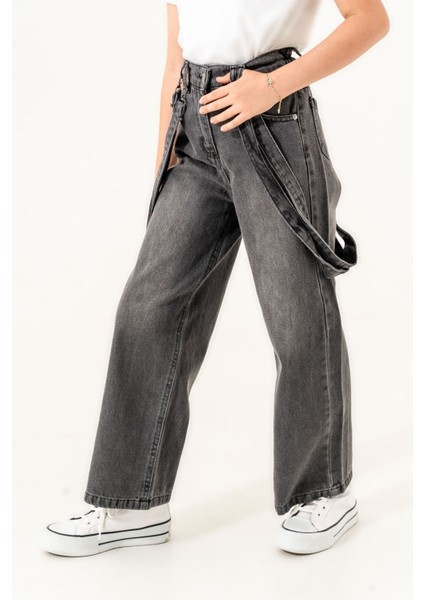 Kız Çocuk Askı Detaylı Kot Pantolon 2167 modelleri