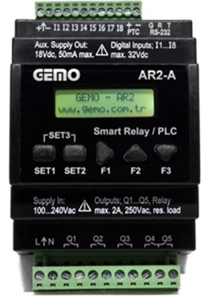 AR2-A-230VAC-8D Ray Tipi &quot;ladder Logic&quot; ile Programlanabilir Akıllı Röle / Plc