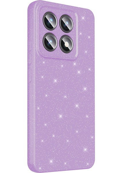 14T Kılıf Kamera Korumalı Simli Lüks Mkst Koton Kapak - Lila indirimleri