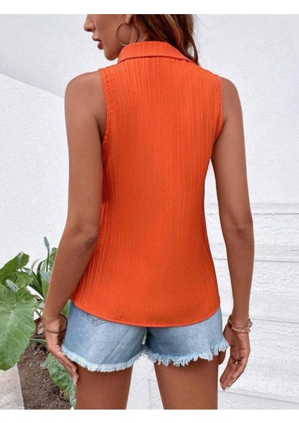 Kadın Sıfır Kol Pamela Kumaş Gömlek fırsatları