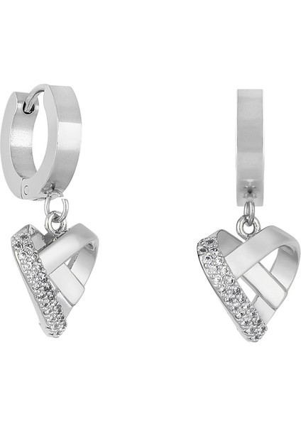 Beyaz Altın Kaplama Çelik Küpe