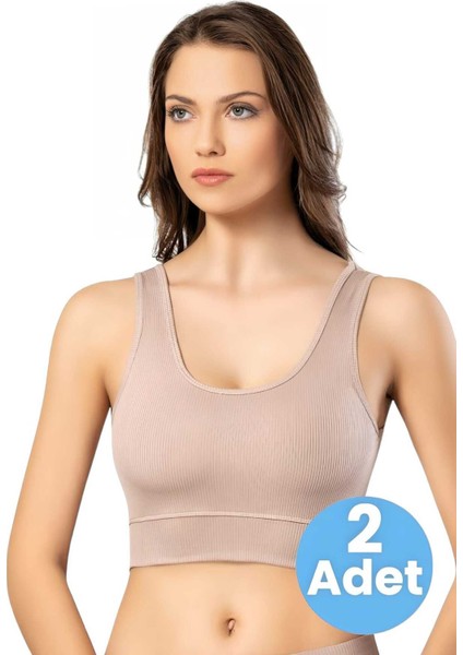 Kadın 2'li Kaşkorse Dalgıç Fitilli Pedli Büstiyer Crop