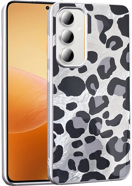 Galaxy Uyumlu A25 Kılıf Desenli Zore Mep Kapak-Gri Leopar