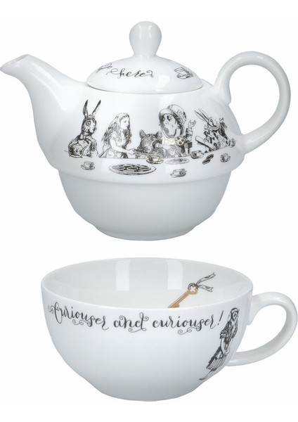 x V&a Alice In Wonderland 250ML Porselen Tek Kişilik Çay Demleme Seti