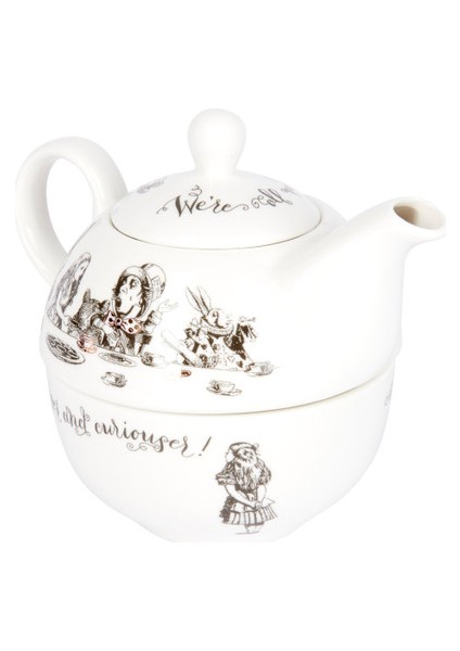 x V&a Alice In Wonderland 250ML Porselen Tek Kişilik Çay Demleme Seti