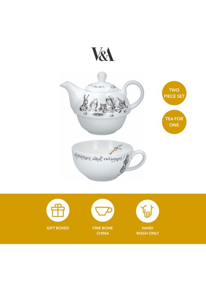 x V&a Alice In Wonderland 250ML Porselen Tek Kişilik Çay Demleme Seti