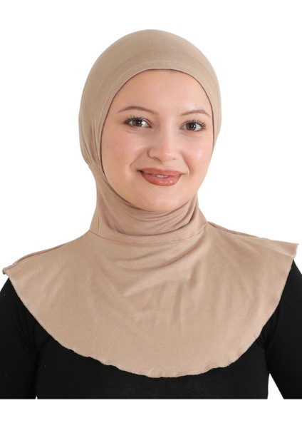 Kadın Boyunluklu Hijab Tesettür Pratik Spor Bone - Koyu Vizon