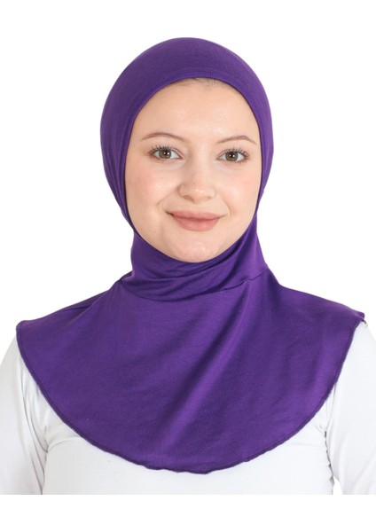Kadın Boyunluklu Hijab Tesettür Pratik Spor Bone - Mor