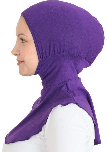 Kadın Boyunluklu Hijab Tesettür Pratik Spor Bone - Mor