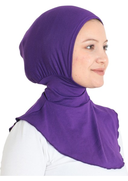 Kadın Boyunluklu Hijab Tesettür Pratik Spor Bone - Mor