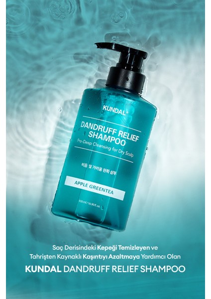 Kepek Karşıtı Kaşıntı Giderici Bakım Şampuanı KUNDAL Dandruff Relief Shampoo (Apple Green Tea)