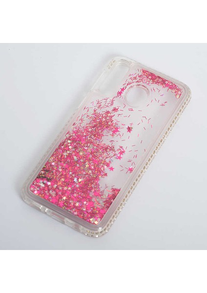 Huawe P20 Lite Uyumlu Yanları Taşlı Sulu Simli Lüx Silikon Kılıf