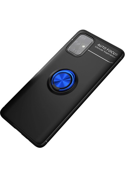 Samsung Galaxy M31S Kılıf Range Yüzüklü Silikon - Siyah-Mavi Drstr