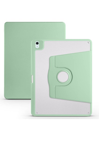 iPad Uyumlu Air 10.9 2022 (5.nesil) Kılıf Zore Termik Kalem Bölmeli Dönebilen Standlı Kılıf-Açık Yeşil