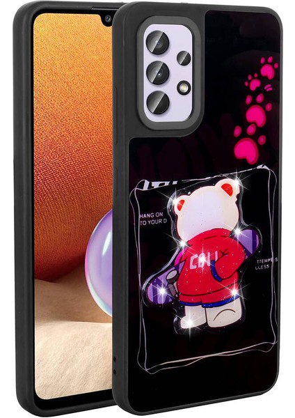 Galaxy A32 4g Kılıf Parlayan Kabartmalı Ikonik Figürlü Mkst Amas Silikon Kapak-Siyah