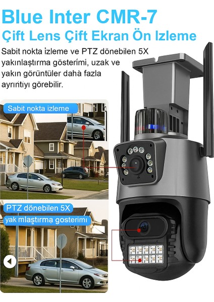 Cmr-7 Wi-Fi Destekli 8x Zoom Dış Mekan Güvenlik Kamerası 2 Lensli Hareket Takipli, Gece Görüşlü modelleri