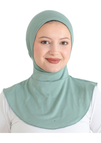Kadın Boyunluklu Hijab Tesettür Pratik Spor Bone - Açık Yeşil