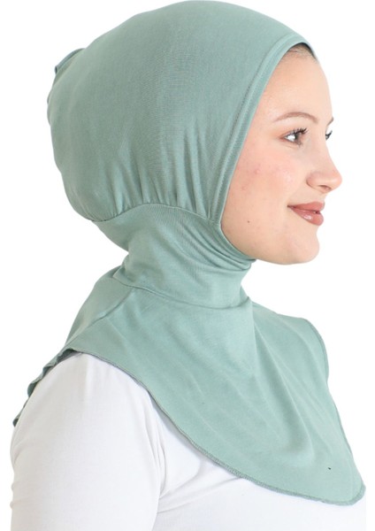 Kadın Boyunluklu Hijab Tesettür Pratik Spor Bone - Açık Yeşil