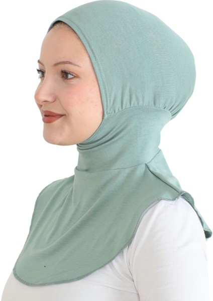 Kadın Boyunluklu Hijab Tesettür Pratik Spor Bone - Açık Yeşil