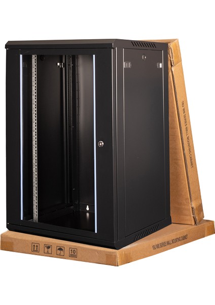- 18U 19" Duvar Tipi Rack Kabinet – Genişlik: 600 mm | Derinlik: 450 mm – Siyah (Demonte)