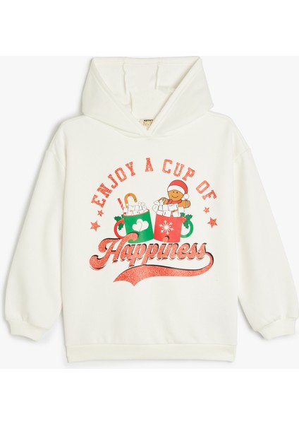 Yılbaşı Temalı Pullu Payetli Fiyonk Detaylı Sweat