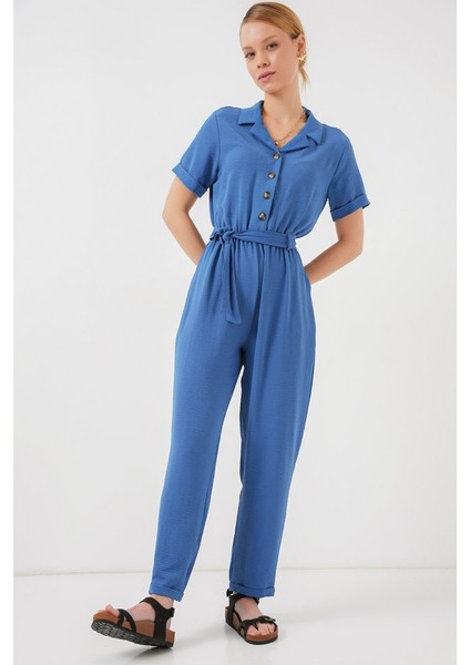 Kısa Kol Ayrobin Tulum 7030 - Indigo