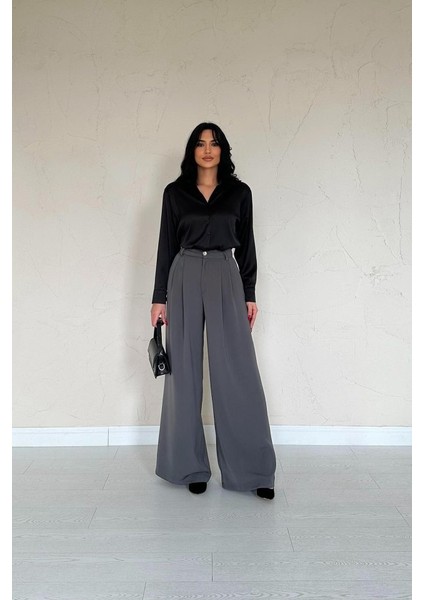 Füme Pileli Comfort Pantolon