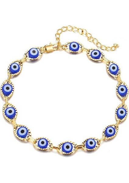 Safety1 Wekity Bayan Nazar Boncuklu Bilekliklerin Seçimi, Kız Çocuk 14 Ayar Altın Nazar Boncuklu Zin (Yurt Dışından)