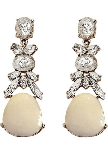 Aqqogib Kadın Kristal Küme Dangle Kadın Sevgililer Günü Giftcrystal Düğün Gözyaşı Dangle Altın Küpe (Yurt Dışından)