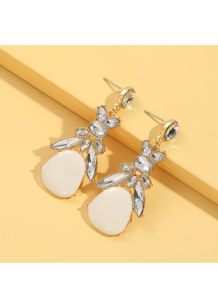 Aqqogib Kadın Kristal Küme Dangle Kadın Sevgililer Günü Giftcrystal Düğün Gözyaşı Dangle Altın Küpe (Yurt Dışından) modelleri