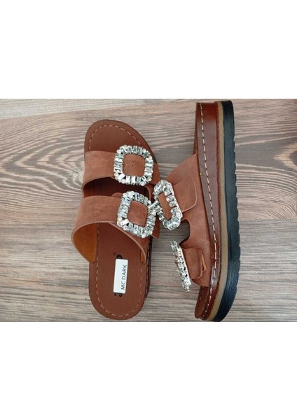 37145 Dolgu Topuklu Orotpedik Dikişli Taban Taşlı Terlik modelleri