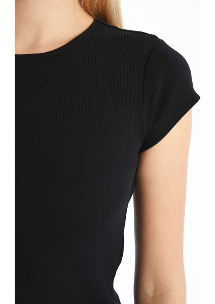 Yeni Sezon Bisiklet Yaka Dokulu Kadin Crop - S5GP36Z8 modelleri