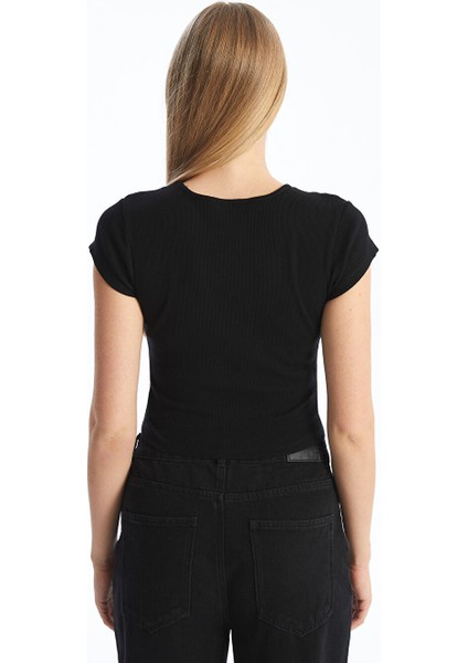 Yeni Sezon Bisiklet Yaka Dokulu Kadin Crop - S5GP36Z8 fırsatları