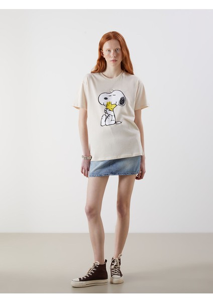 Yeni Sezon Bisiklet Yaka Snoopy Baskili Kadin Tisort - S5O066Z8 fiyatları