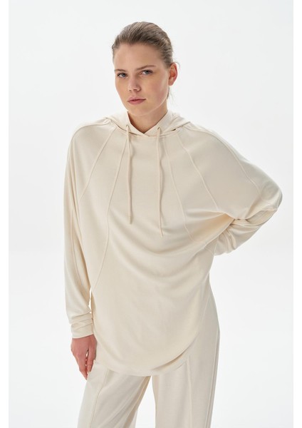 Modal Örme Kapüşonlu Sweatshirt Ekru fiyatları