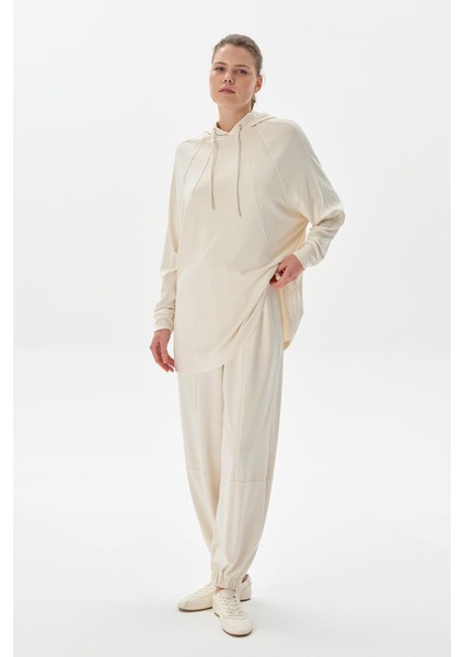 Modal Örme Kapüşonlu Sweatshirt Ekru modelleri