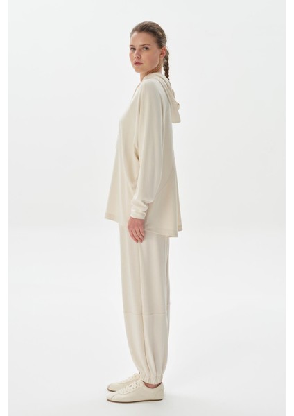 Modal Örme Kapüşonlu Sweatshirt Ekru fırsatları