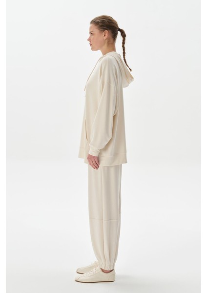 Modal Örme Kapüşonlu Sweatshirt Ekru indirimleri