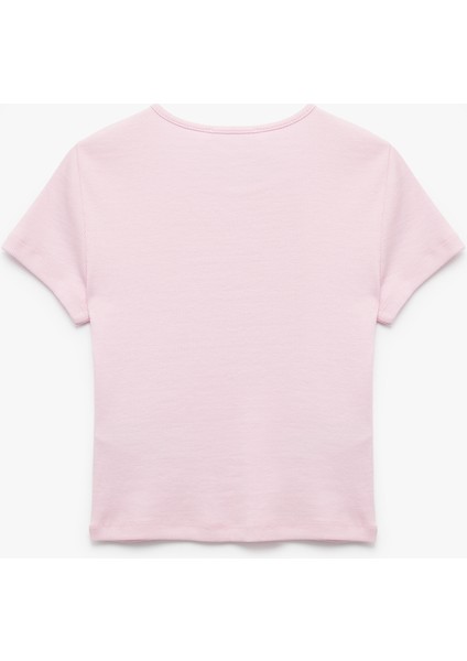 Yeni Sezon Crop Bisiklet Yaka Kısa Kollu Slim Fit Basic Kadın Tişört fırsatları