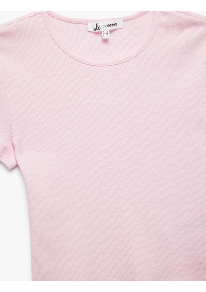 Yeni Sezon Crop Bisiklet Yaka Kısa Kollu Slim Fit Basic Kadın Tişört indirimleri