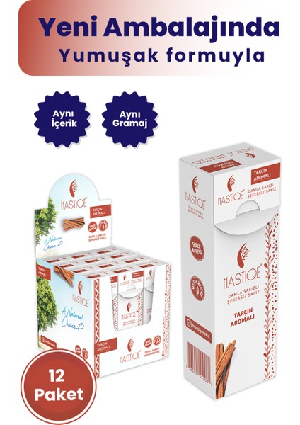 Damla Sakızlı Şekersiz Sakız 20 gr x 12 Adet Tarçın