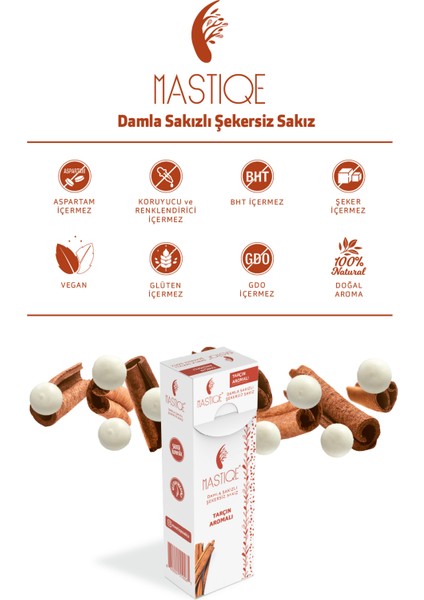 Damla Sakızlı Şekersiz Sakız 20 gr x 12 Adet Tarçın