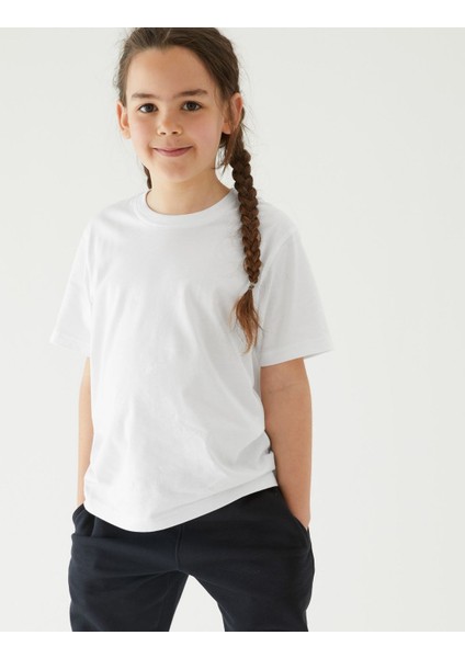 Saf Pamuklu 2'li Yuvarlak Yaka T-Shirt (2-16 Yaş)