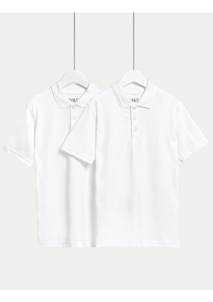 Saf Pamuklu 2'li Polo Yaka T-Shirt (2-16 Yaş)