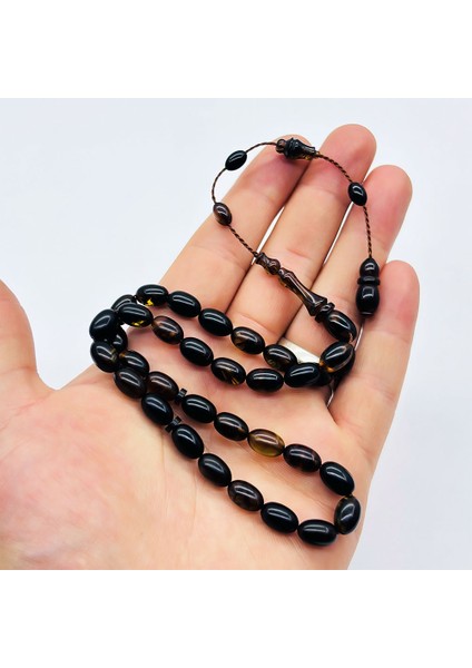 Yeşil Siyah Hareli Sıkma Ateş Kehribar Tesbih fiyatları