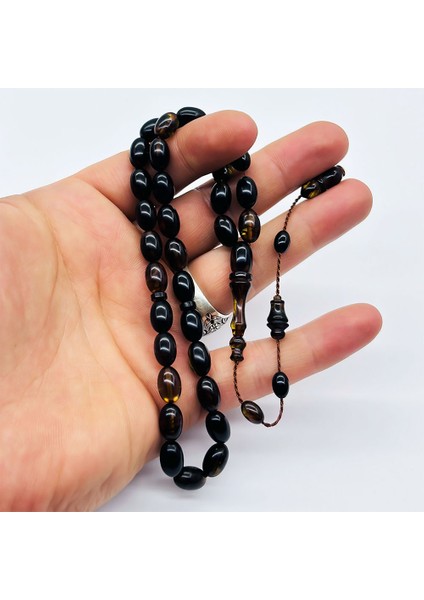 Yeşil Siyah Hareli Sıkma Ateş Kehribar Tesbih fırsatları